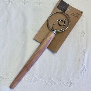 New! Stainless Steel and Wood Danish style Dough Whisk, Dutch Hand Mixer